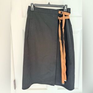 Tibi Black Pencil Skirt with Tan Accents